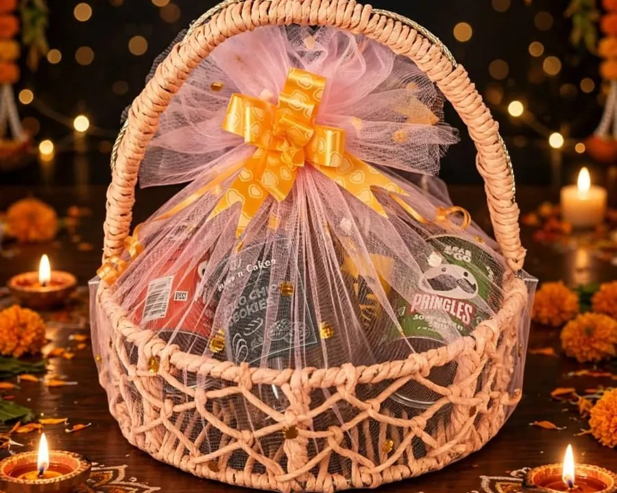 Festive Round Basket Hamper