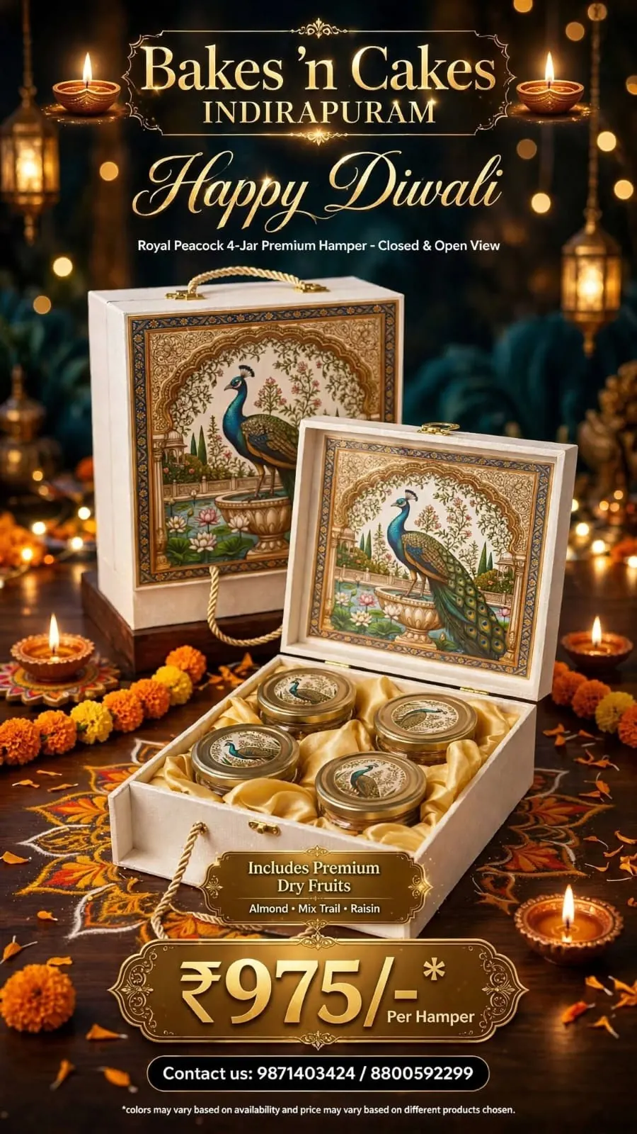 Royal Peacock Dry Fruit Hamper — festive poster