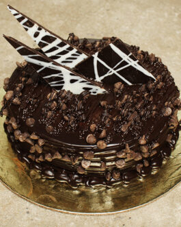 Eggless choco chip dark chocolate cake_